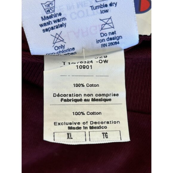 Champion Men's Harvard Short Sleeve Crew Neck T-Shirt in Burgundy - Sz XL - NWT - Picture 7 of 8